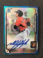 Mike Yastrzemski 2015 AUTO Blue Refractor Bowman Chrome /150 rookie card Braves
