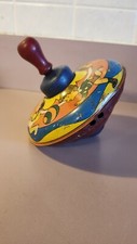Antique Children's Playing Tin Litho 1940s-50s Spinning Top 5"