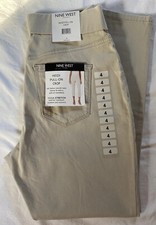 Nine West Heidi Pull-On Skinny Crop Jeans Beige Yoga Stretch Women's 4 NWT
