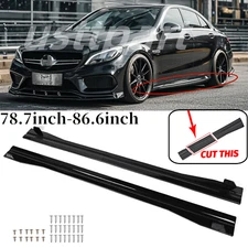For Benz W205 W204 W212 C300 Gloss Black 78.7''-86.6'' Side Skirt Extension PP