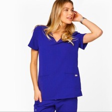 FIGS Casma Three Pocket Top Technical Collection Cobalt Blue Scrub, Size S Small