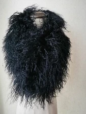 Real Mongolia Lamb Fur Scarf Shawls Women Winter Warm Neckerchief With a clip