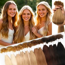 0.5g Nail U Tip Fusion Keratin Real Human Hair Extensions Pre Bonded Thick LONG