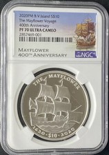 2020 British V.I. The Mayflower $10 Proof Sterling Silver NGC PF 70 Ultra Cameo