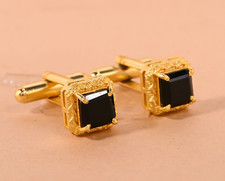 Cufflink For Men Black Crystal, Groomsmen Cuff Links, Wedding Gift For Groom