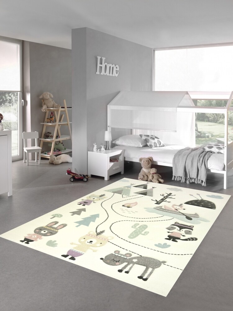 Alfombra Infantil de Juego para Niños Osos Tienda de Campaña India Canoa cr ...