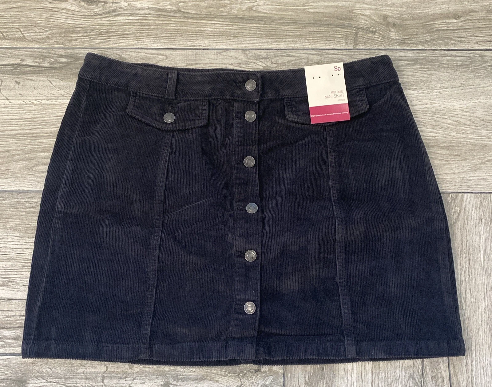 So Black Corduroy Mid Rise Mini Skirt Plus Size 18/36W Womens Size 18
