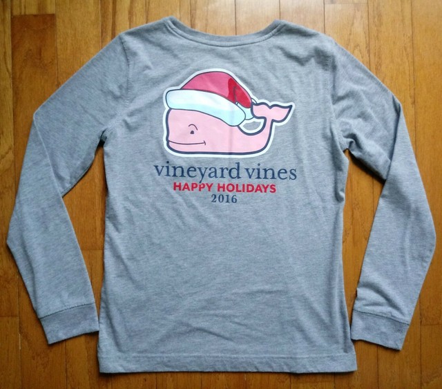 Vineyard Vines Long Sleeve T-Shirt Christmas 2016 Happy Holidays Gray Womens XXS | eBay