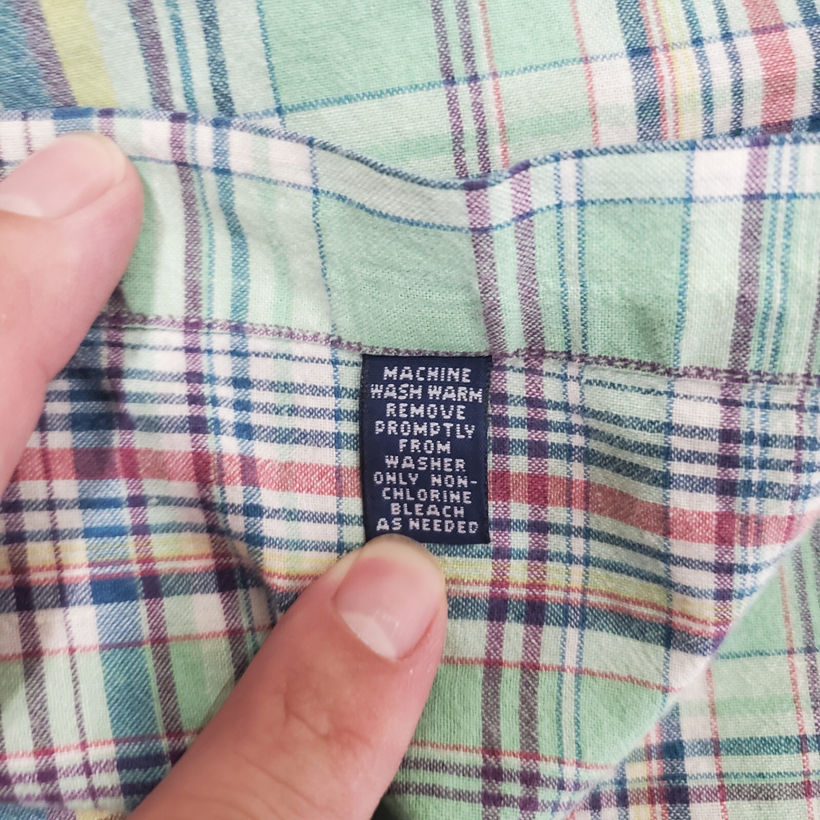 Ralph Lauren Camicia Sportiva Uomo L Blu Verde Plaid Preppy Pony Logo Leggera