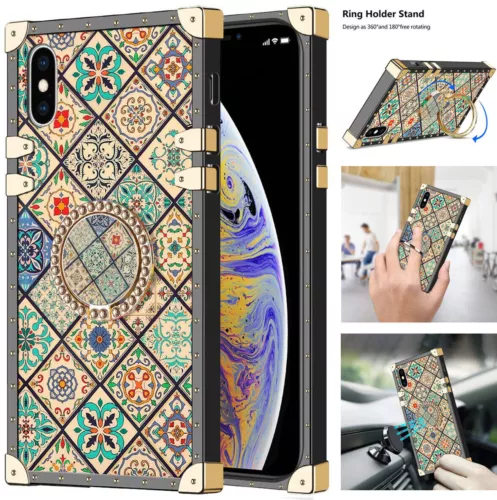 Luxury Ring Grid Totem Cover Case For 11 12 13 14 15 16 Pro Max XR XS 7 8 SE 16E - Picture 8 of 17