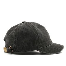 Short Brim Vintage Baseball Cap Adjustable Unstructured Washed One Size Black