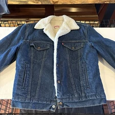 Vintage Levi's Sherpa Lined Jacket 38R 80's Blue USA Made - AMAZING CONDITION