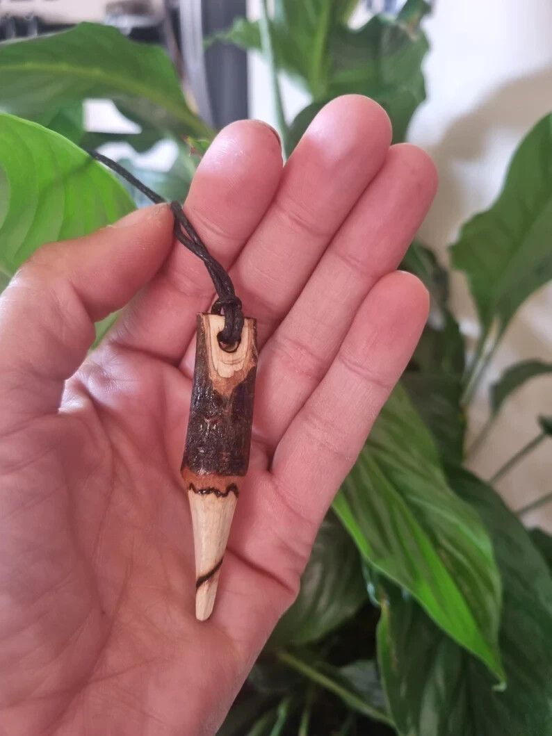 Oak wood pendant amulet, necklace, for strength protection