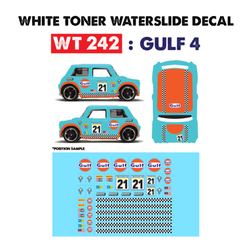 WT242 weiße Toner Wasserrutsche Aufkleber GULF_4 für kundenspezifische 1:64 heiße Räder - Bild 1 von 6