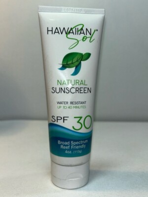 Hawaiian Sol Natural Sunscreen, Reef Friendly SPF 30, Sealed 4 Oz