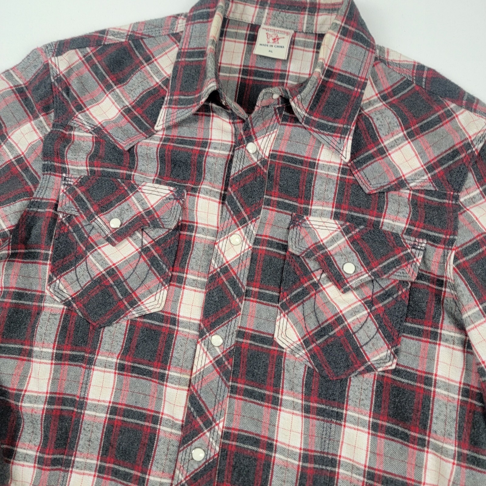Vintage Y2K True Religion Pearl Snap Flannel Shirt Mens XL Blue Plaid Western thumbnail 3