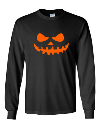 Teeth Pumpkin Emoticon Novelty Graphics Sarcastic Humor Men's Long Sleeve Shirt