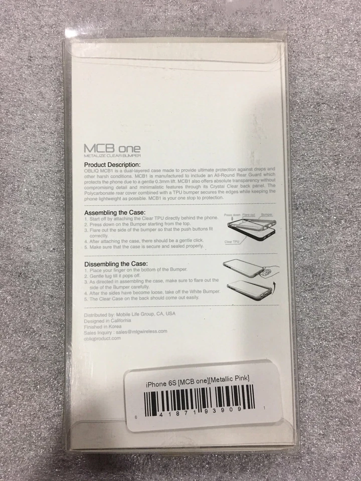  MCB One Metalize Clear Bumper Metallic Pink for iPhone 6/6s - Image 2 of 2