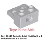 Lego 1x 73109 Light Bluish Gray Technic, Brick Modified 1 x 2 10497