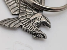 Eagle in Flight Keychain Silvertoned Metallic