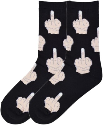 K. Bell Women's Crew Middle Finger Socks Humor Novelty Boss Attitude Sock Rare