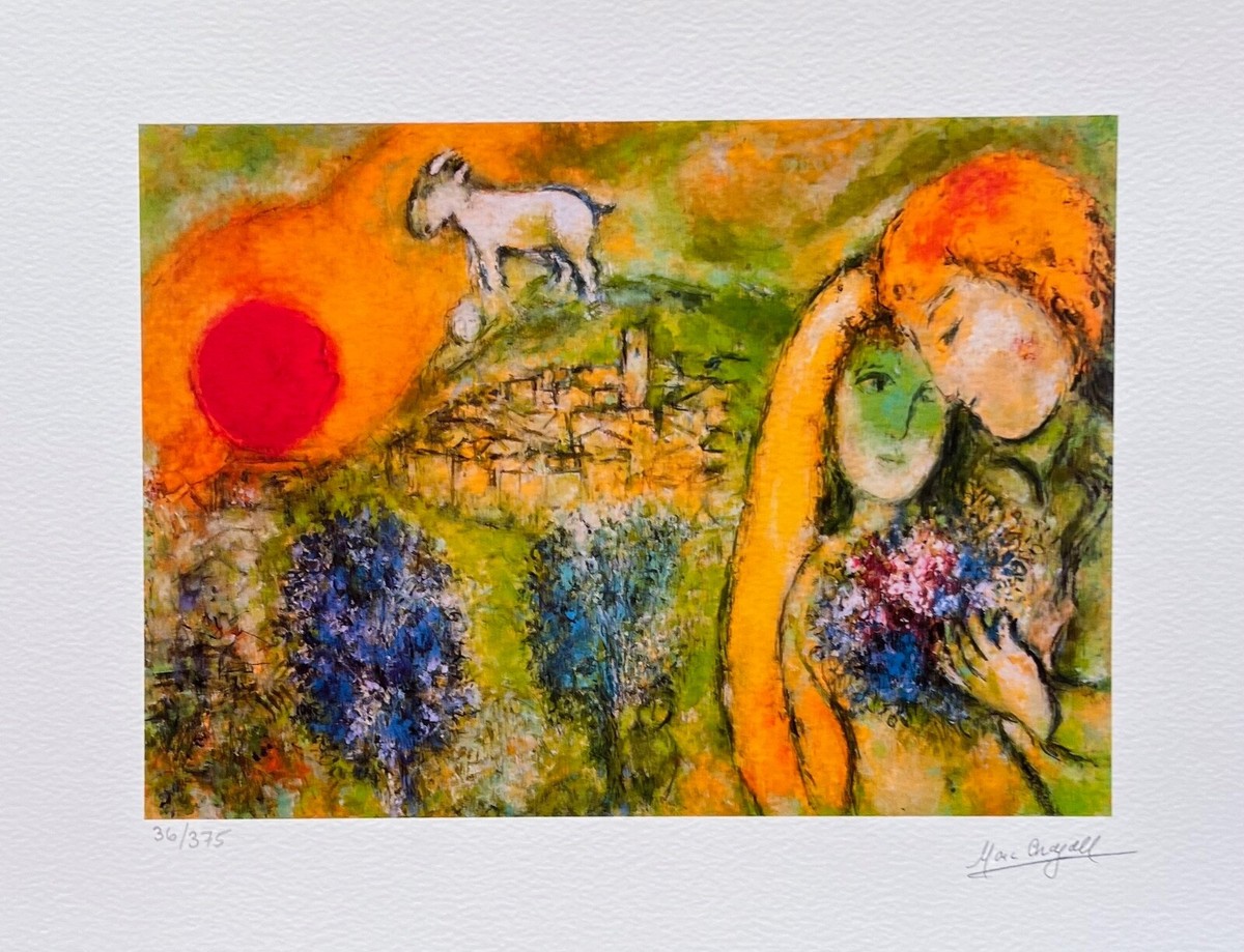 Marc Chagall LOVERS AT VENCE Limited Edition Facsimile Signed