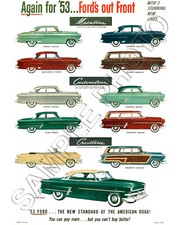 1953 Ford Crestline Business Club Coupe Victoria 8x10 Photo Advertisment Print