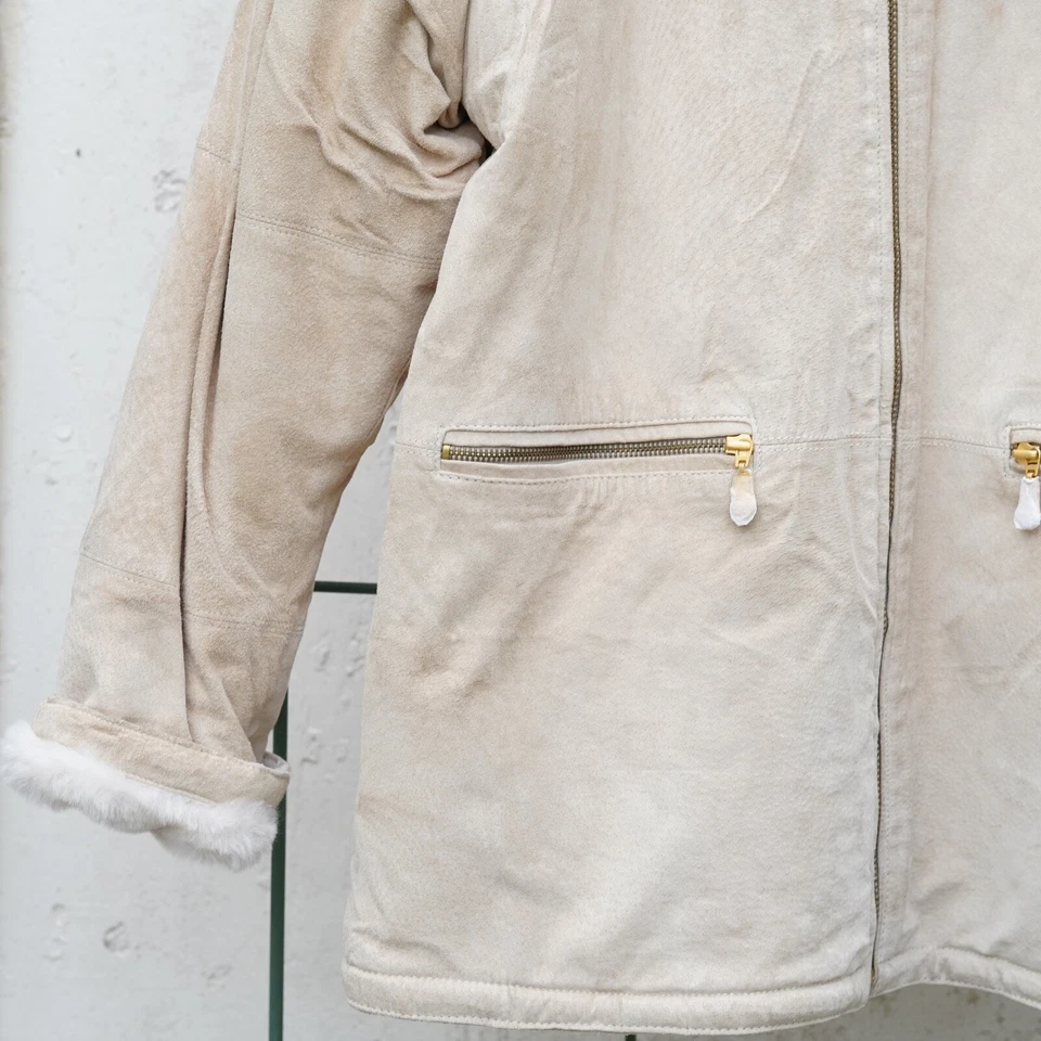 Abrigo Chaqueta De Colección Gamuza Cuero Imitación Piel de Oveja Reversible Tostado WINLIT NY Damas L Foto 2 de 4