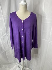 Heavenly Soft Carole Hochman nightgown PM V Neck Pockets Buttons Purple