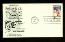 US FDC #1249 American Heritage Foundation M-18 1964 DC Register Vote 1st Cachet