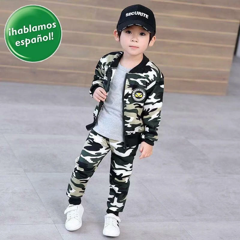 Premonición estimular Por ley Conjuntos Para Niños 1 6 años Chaqueta Pantalon Camuflaje Militar Ropa De  Niño | eBay