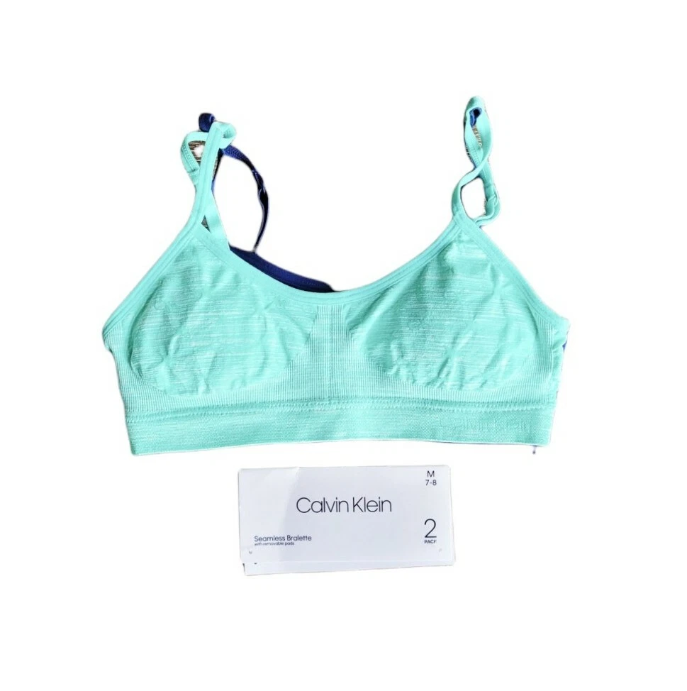 New CALVIN KLEIN M(7-8) 2 Pack Seamless Bralette Girl