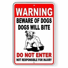 Warning Beware Of Dogs Do Not Enter Dogs Will Bite Sign / Decal Pitbull Sbd027
