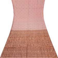 Vintage Pink 100 Pure Silk Printed Sari Remnant 5YD Craft Fabric Silk Scrap