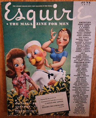 1945 Esquire Junio Sinclair Lewis Joe Jones Virginia Mayo Jazz Pesca SIN PINUP