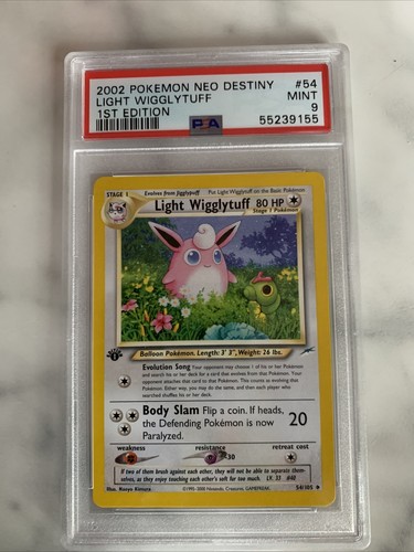Light Wigglytuff (1st Edition) graded PSA 9 for sale on eBay