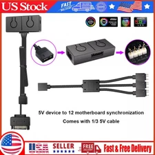 5V ARGB To 12V RGB Converter with 3-Way Splitter Sync with Motherboard Portable#
