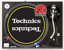 Technics Mirror Black/Yellow on Black - DJ slipmat for  turntable record player 