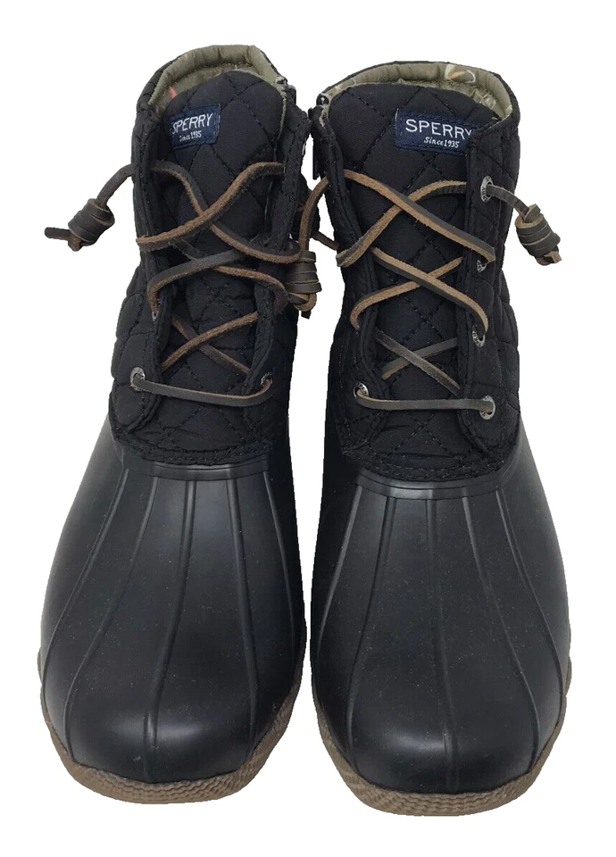 Botas de pato Sperry para mujer acolchadas de agua salada con cordones/cremallera negras talla:10 200N Foto 3 de 4