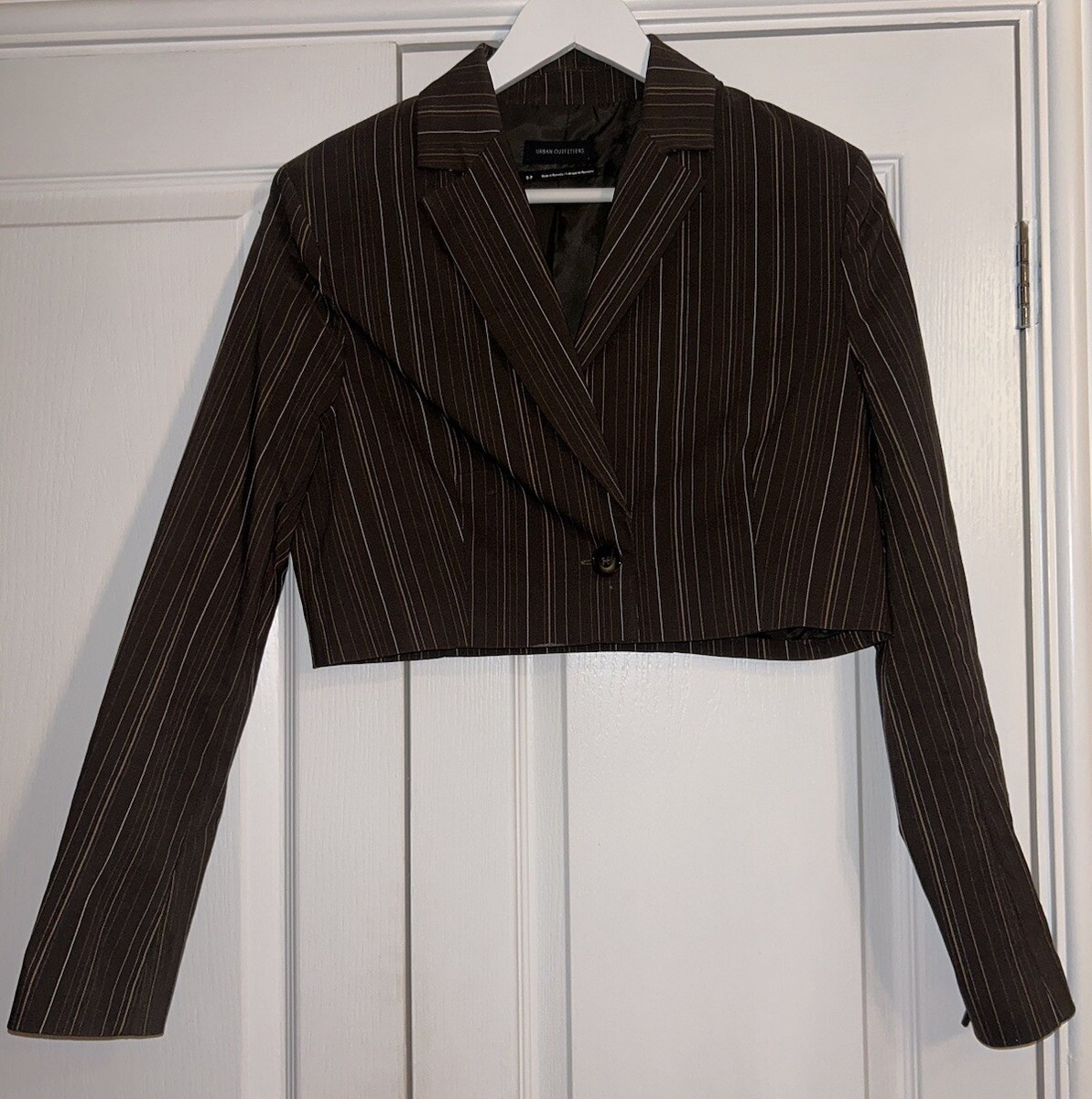Brown Pinstripe Cropped Blazer UK