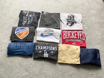 Lot of 10 Mens Size Large T-Shirts Hollister Nike CK Dri-Fit Athletic Gym Shirts