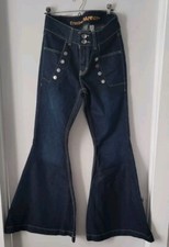 Cruel Denim Hannah Far-Out Flare Jeans Sz. 29/7 Dark Wash Button Accents NWT