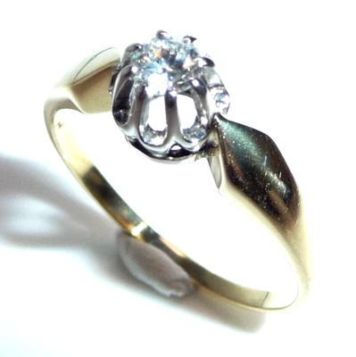 Ring 585 Weißgold, Gelbgold 0.16ct. Diamant Gr: 53 / 16,8 mm änderbar 2,7g - Bild 1 von 4