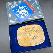 Smith  Wesson Vintage 1975 Model 600 Brass HOSTILE Belt Buckle New With Box