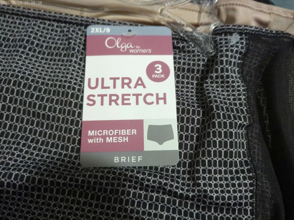 3 pares-2 bragas cortas de microfibra Olga 16030 con estampado negro y 1 nude *NUEVAS* L 7 Foto 2 de 4