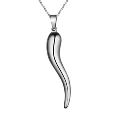 Hipunk Italian Horn Necklace Pendant 18k Gold Plated Stainless Steel 55cm