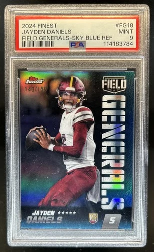 2024 Finest Jayden Daniels Field Generals RC Sky Blue Refractor #/150 PSA 9