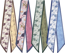4 Pack Purse Scarf Handbags Skinny Twill Hair Scarves Narrow Neck Scarf Band Wom
