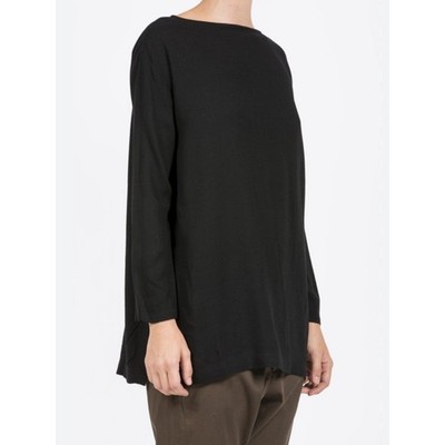 Black Crane long slit top black sz S