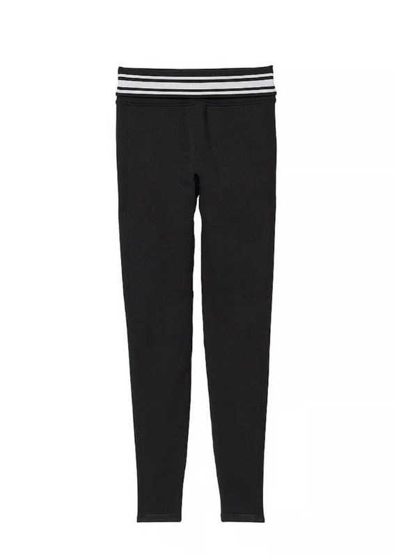 Victorias Secret PINK Flip It Foldover Leggings Black -Seamless-LARGE/R- NWT